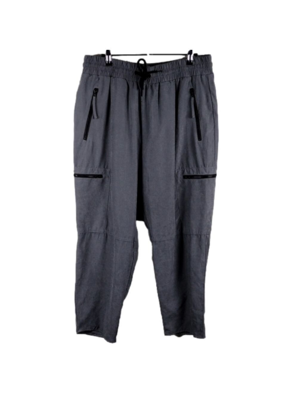 Gabrielle Union Gray Elastic Waistband High Rise Pull On Jogger Cargo Ankle Pant